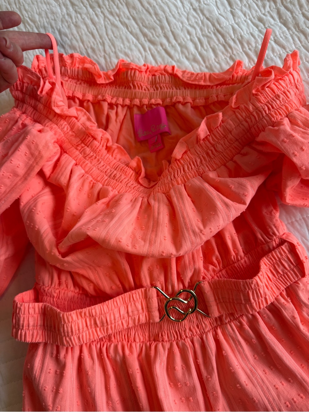 🍊✨ Lilly Pulitzer Louisa Off-The-Shoulder Dress | Papaya Punch | Size M | NWOT ✨